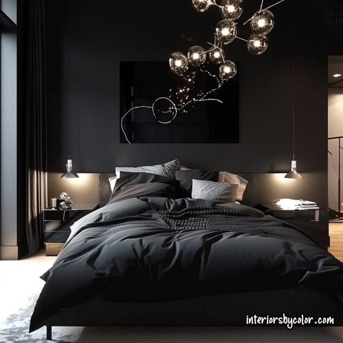 Black bedroom furniture with led lights